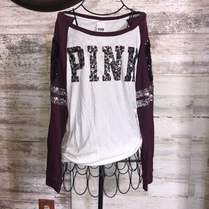 Victoria's Secret pink 86 long sleeve bling shirt loose fitting long sleeve XS‌